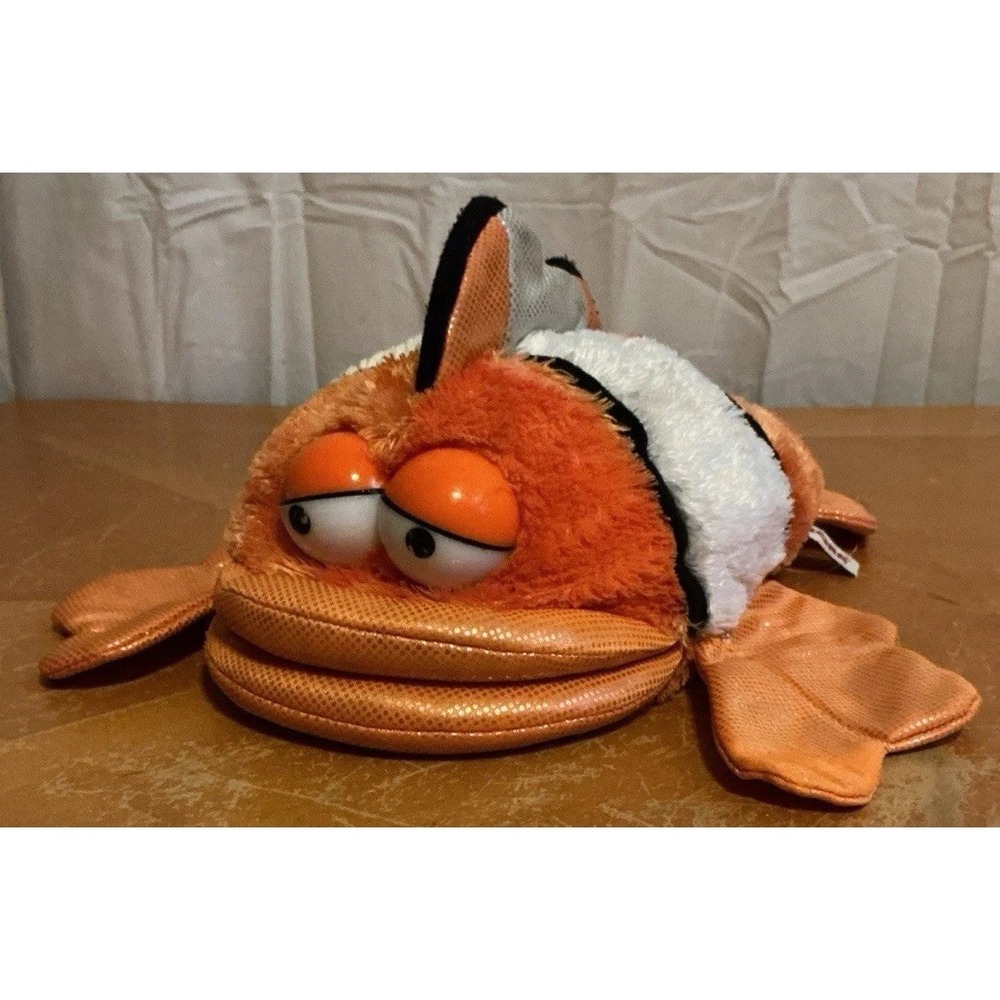 13" Aurora Plush Stuffed Clown Fish Hand Puppet Sparkle Fins & Lips Orange White